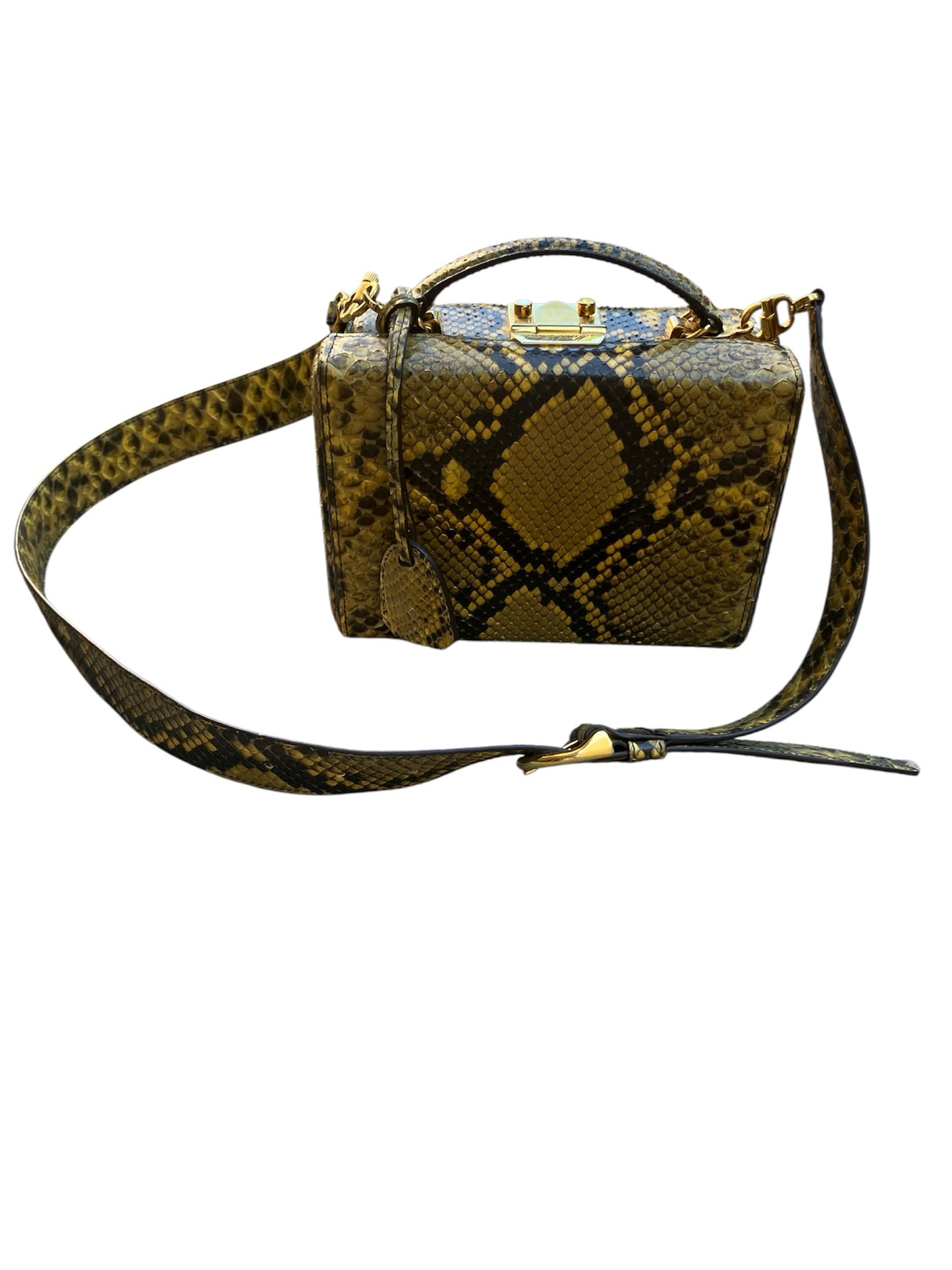 Mark Cross yellow snakeskin purse