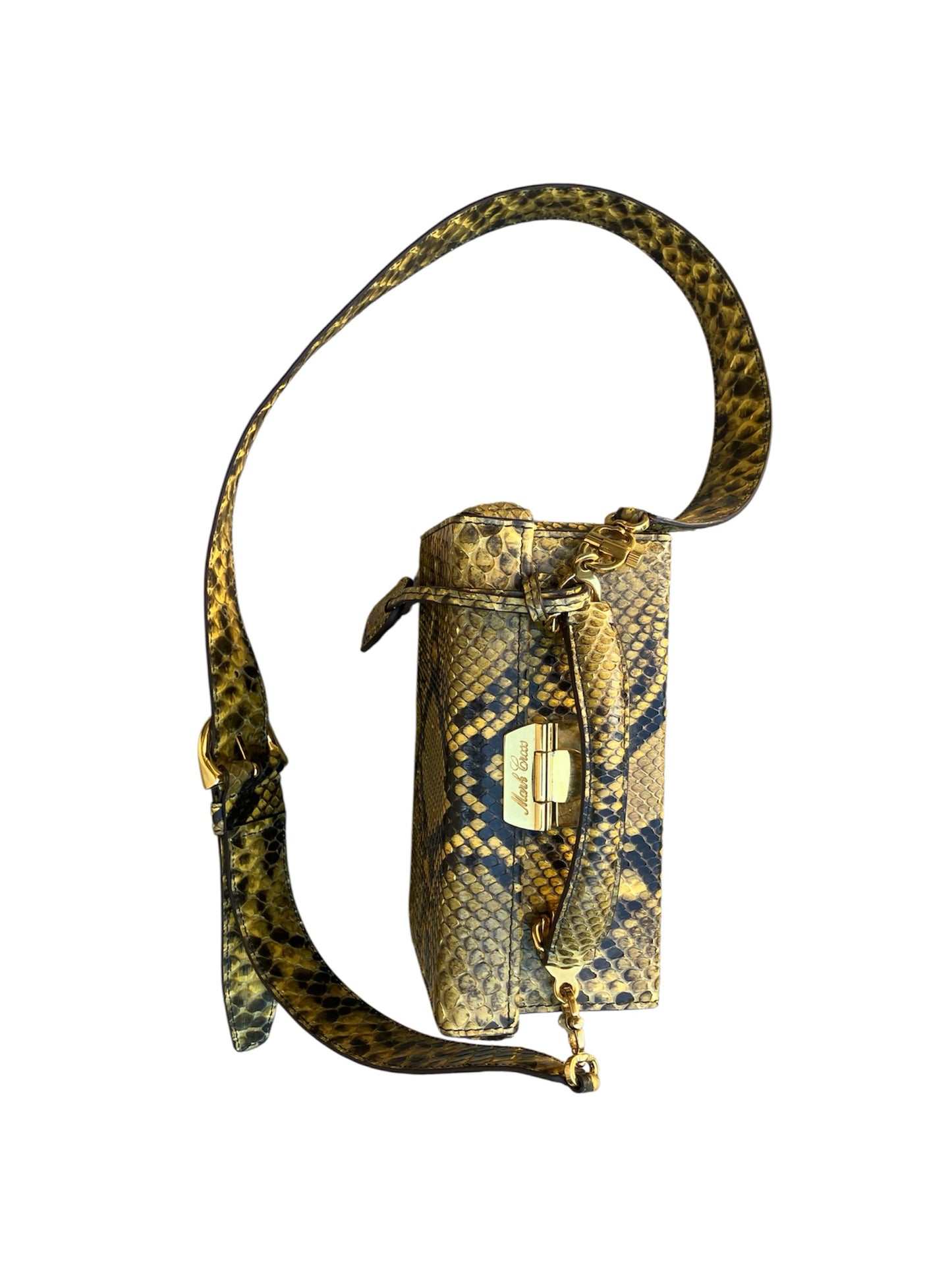 Mark Cross yellow snakeskin purse