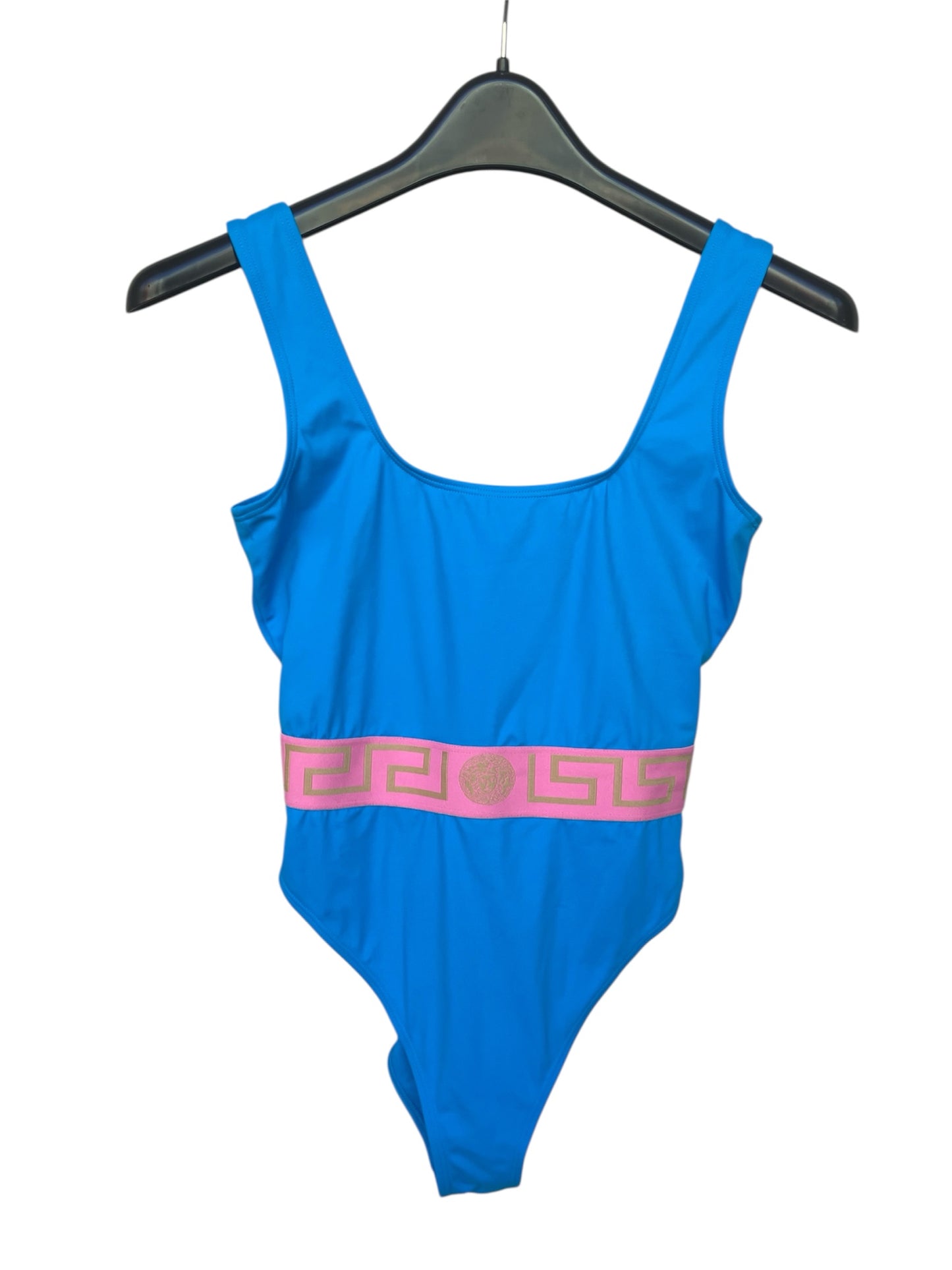 Size 2 Versace Greca Border One‑Piece blue Swimsuit