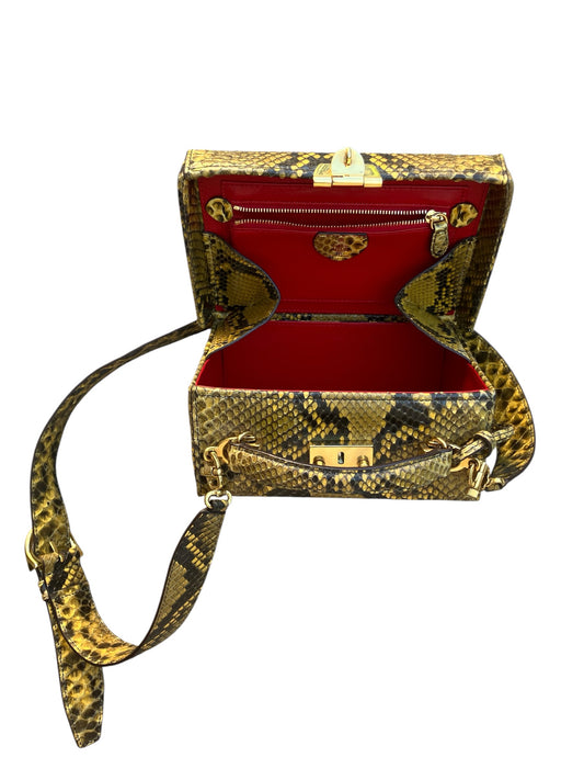 Mark Cross yellow snakeskin purse