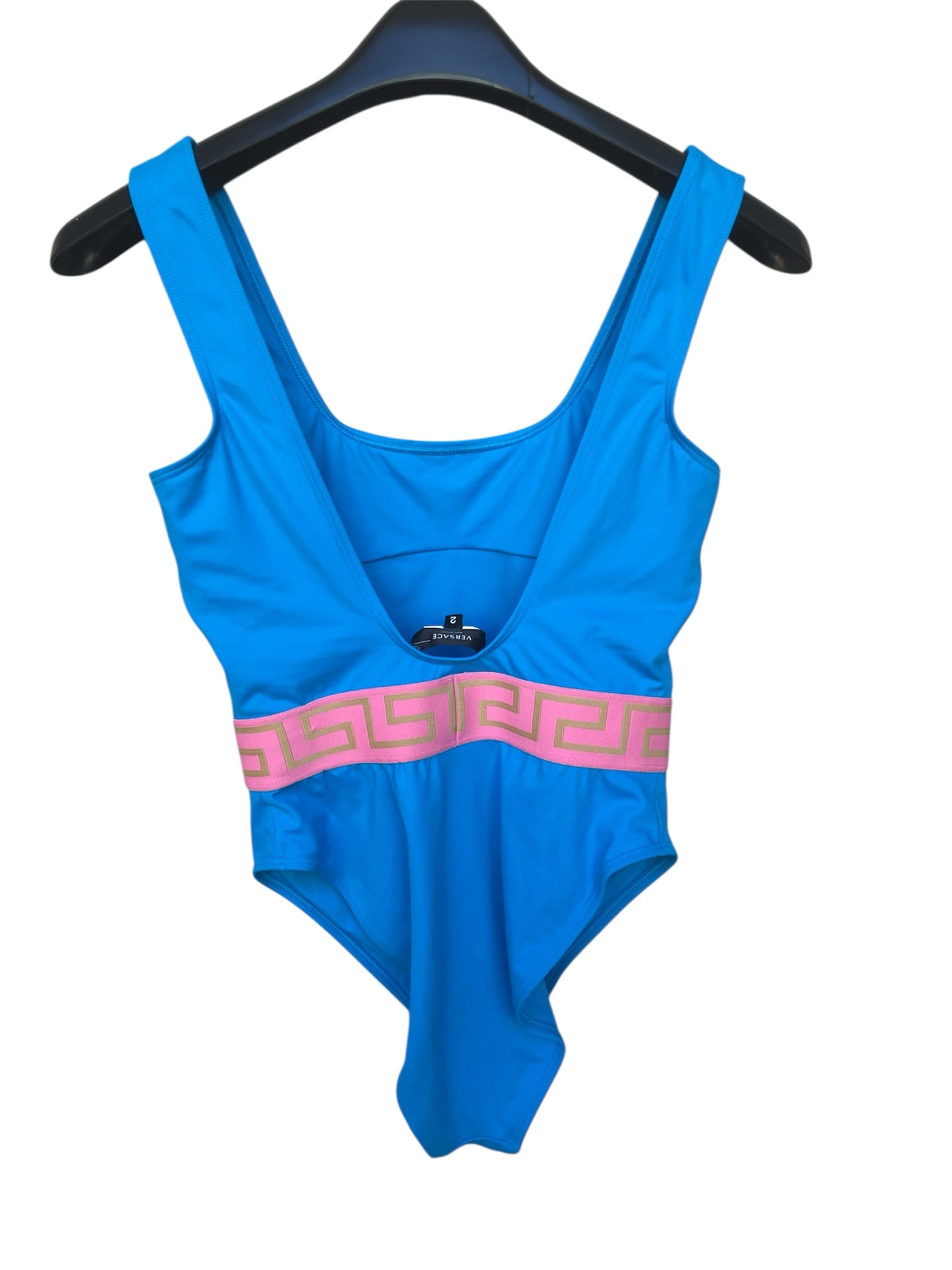 Size 2 Versace Greca Border One‑Piece blue Swimsuit